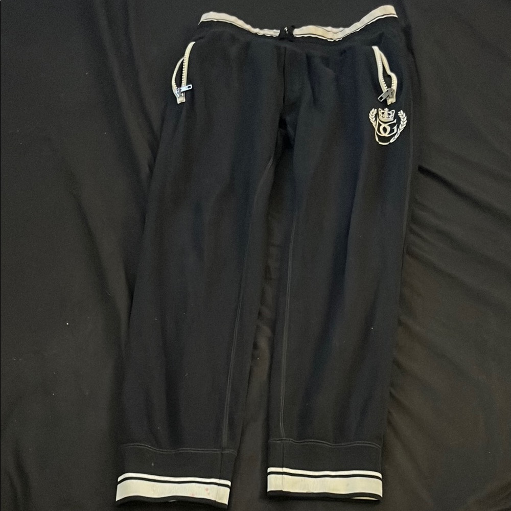 Dolce & Gabbana Black Sweatpants with Sporty Stripes